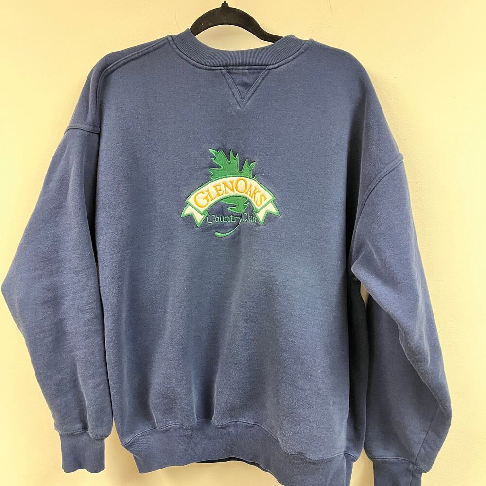 Vintage XL Men's embroidered crewneck navy blue sweatshirt Glenoaks Country Club